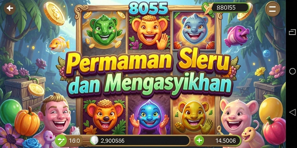 Tampilan gameplay 8055 yang seru dan mendebarkan dalam permainan Slot.
