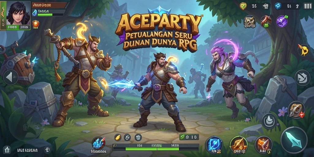 Screenshot gameplay ACEPARTY menampilkan aksi seru di dunia RPG.