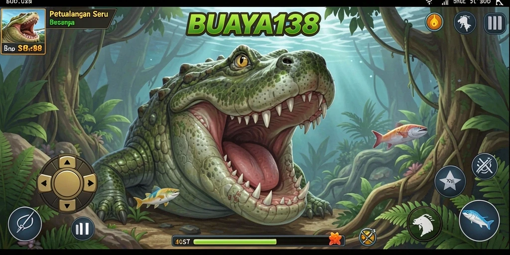 Screenshot utama BUAYA138 menampilkan aksi petualangan yang seru.