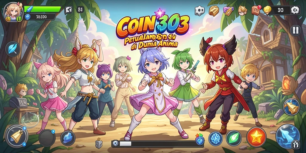 Tampilan gameplay COIN303 yang seru dan penuh warna.
