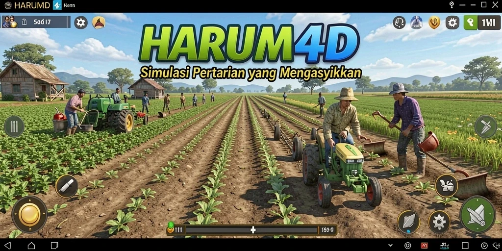 Tampilan gameplay HARUM4D yang menakjubkan dengan pertanian interaktif.