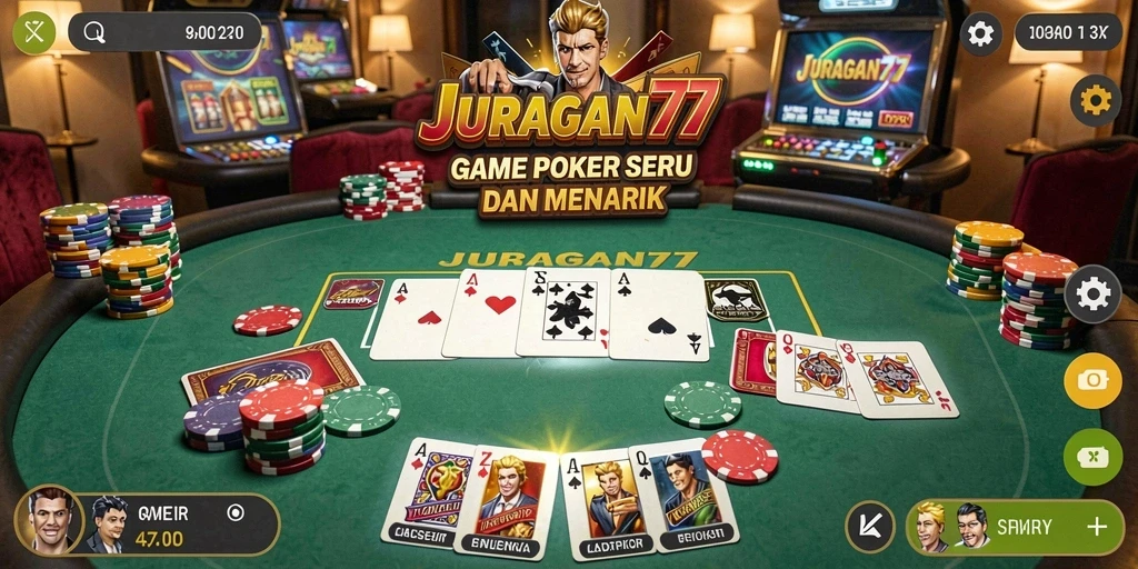 Screenshot gameplay JURAGAN77 yang menampilkan suasana Poker seru.