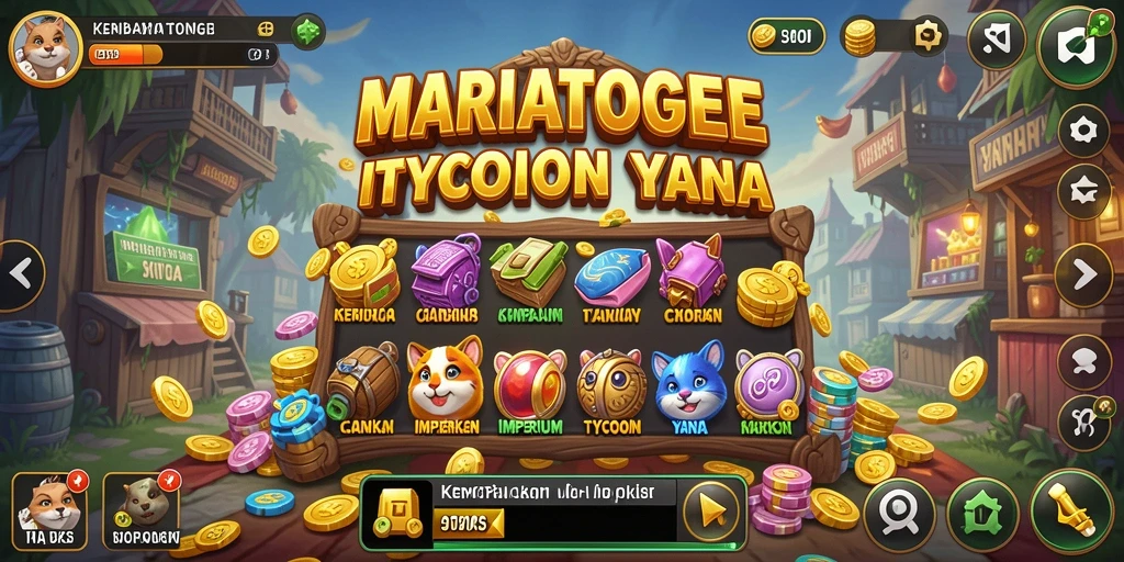 Screenshot gameplay MARIATOGEL yang menunjukkan pengembangan bisnis.