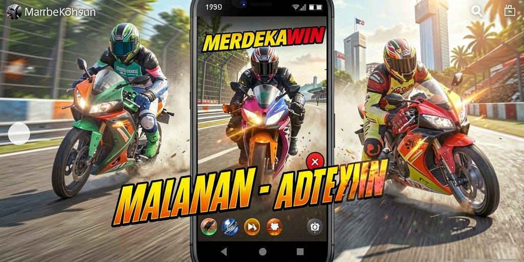 Tangkapan layar gameplay MOTOR RACING yang mendebarkan di MERDEKAWIN.