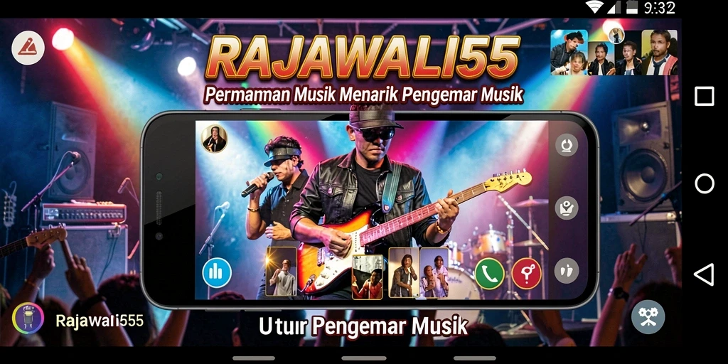 Tangkapan layar utama RAJAWALI55 menampilkan interaksi menyenangkan dalam permainan musik.