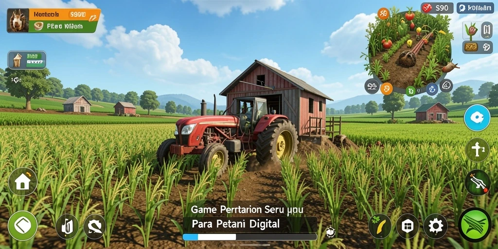 Tampilan gameplay S80 menunjukkan suasana pertanian yang hidup dan menawan.