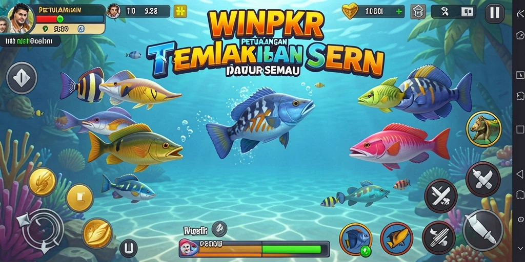 Tangkapan layar gameplay seru WINPKR menampilkan aksi Tembak Ikan yang mendebarkan.