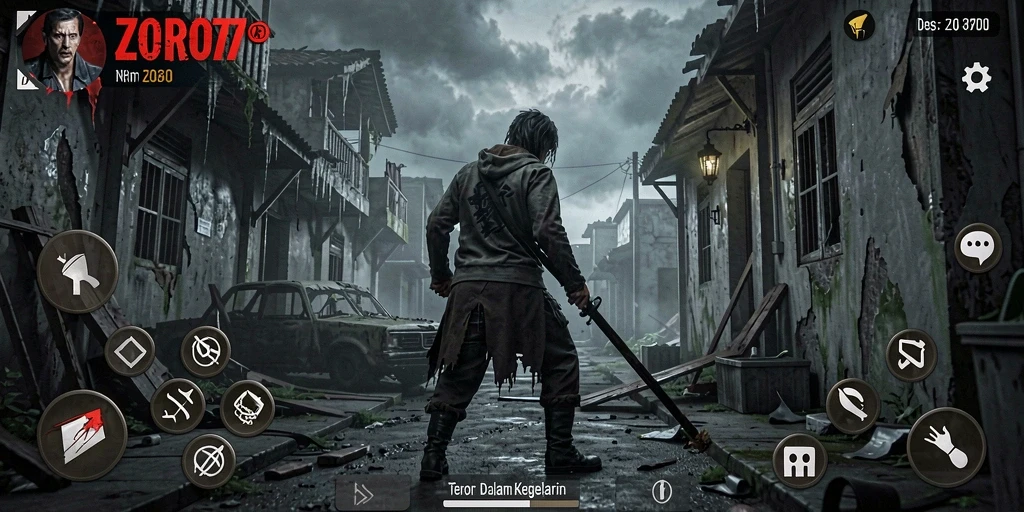 Tangkapan layar menampilkan suasana mencekam dari gameplay ZORO77.